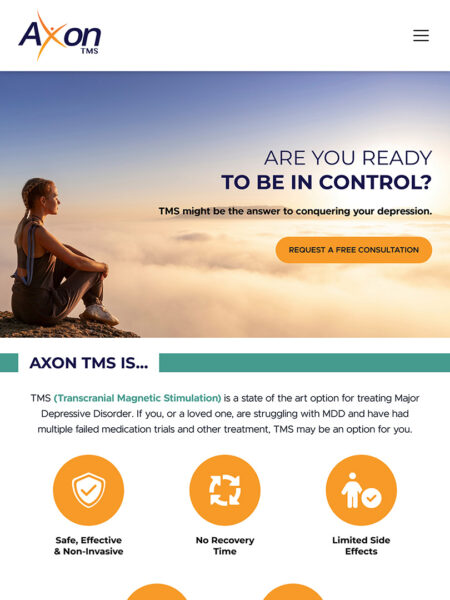 Axon TMS tablet home page