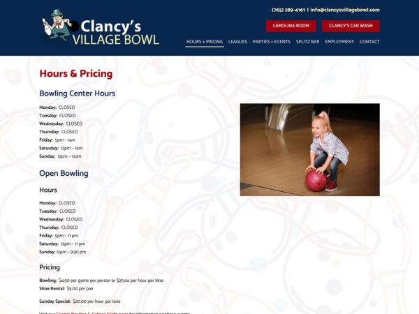 Clancy's Village Bowl desktop interior page