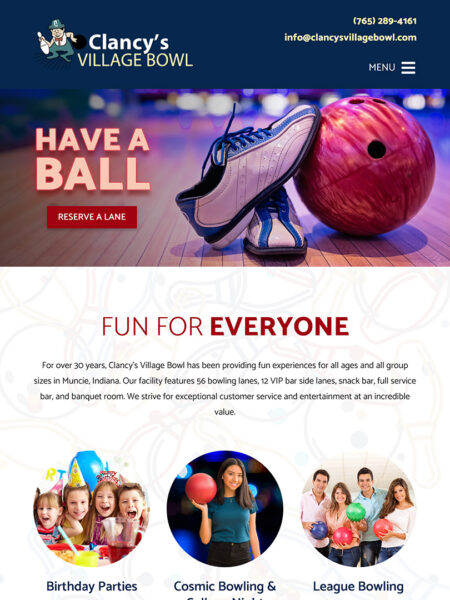 Clancy's Village Bowl tablet home page