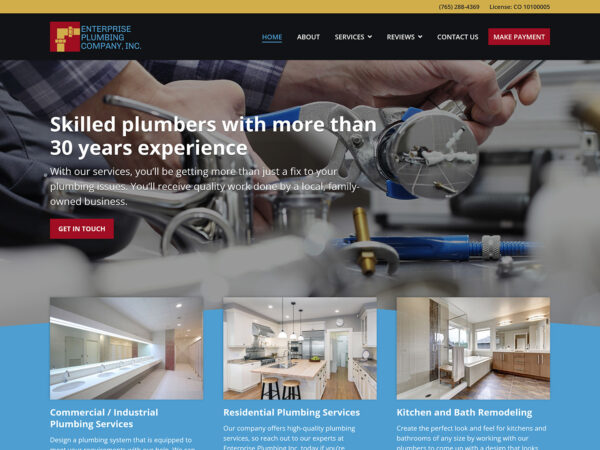 Enterprise Plumbing desktop home page