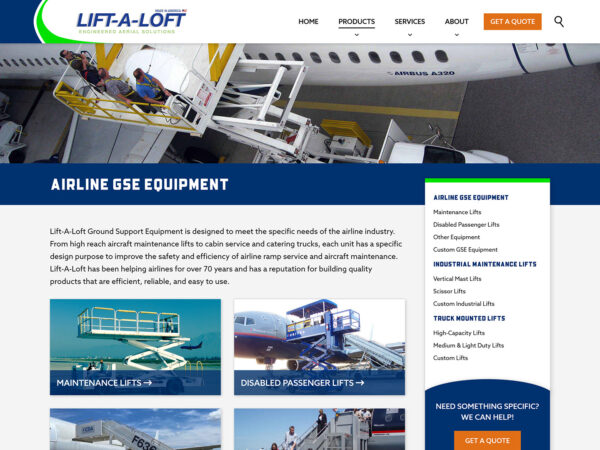 Lift-a-Loft desktop interior page